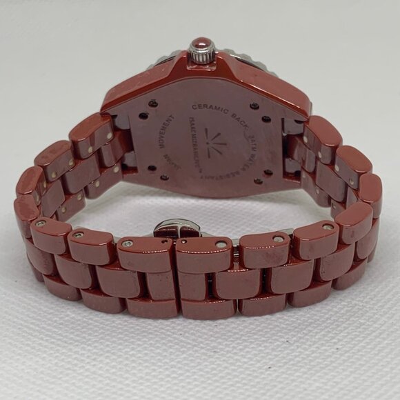 Isaac Mizrah Live! Ceramic red tone women watch 34mm quartz size 6” running - Picture 5 of 8